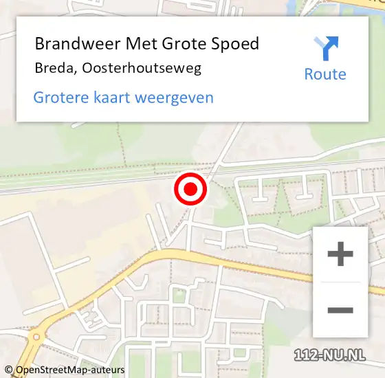 Locatie op kaart van de 112 melding: Brandweer Met Grote Spoed Naar Breda, Oosterhoutseweg op 29 november 2023 18:04