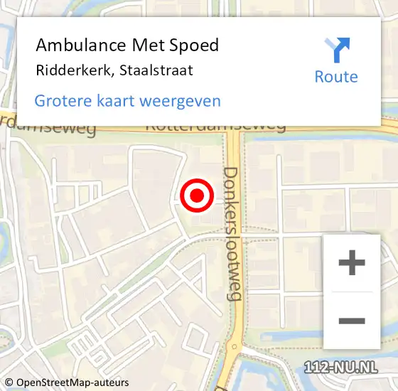 Locatie op kaart van de 112 melding: Ambulance Met Spoed Naar Ridderkerk, Staalstraat op 29 november 2023 18:12