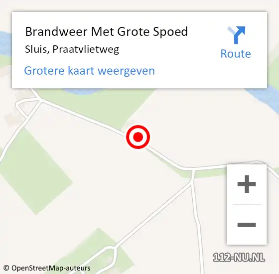 Locatie op kaart van de 112 melding: Brandweer Met Grote Spoed Naar Sluis, Praatvlietweg op 29 november 2023 18:28