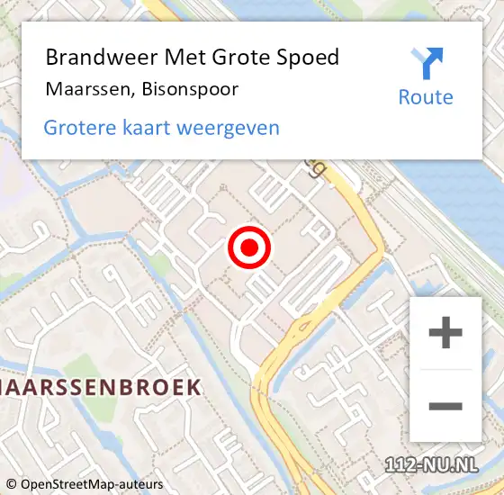 Locatie op kaart van de 112 melding: Brandweer Met Grote Spoed Naar Maarssen, Bisonspoor op 29 november 2023 18:32