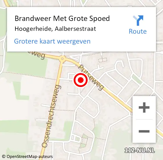 Locatie op kaart van de 112 melding: Brandweer Met Grote Spoed Naar Hoogerheide, Aalbersestraat op 29 november 2023 18:32