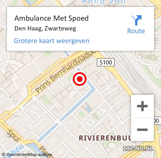 Locatie op kaart van de 112 melding: Ambulance Met Spoed Naar Den Haag, Zwarteweg op 29 november 2023 18:33
