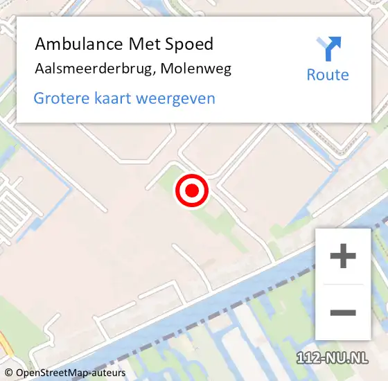 Locatie op kaart van de 112 melding: Ambulance Met Spoed Naar Aalsmeerderbrug, Molenweg op 29 november 2023 18:38