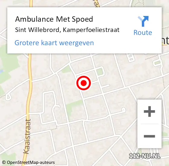 Locatie op kaart van de 112 melding: Ambulance Met Spoed Naar Sint Willebrord, Kamperfoeliestraat op 16 september 2014 20:53