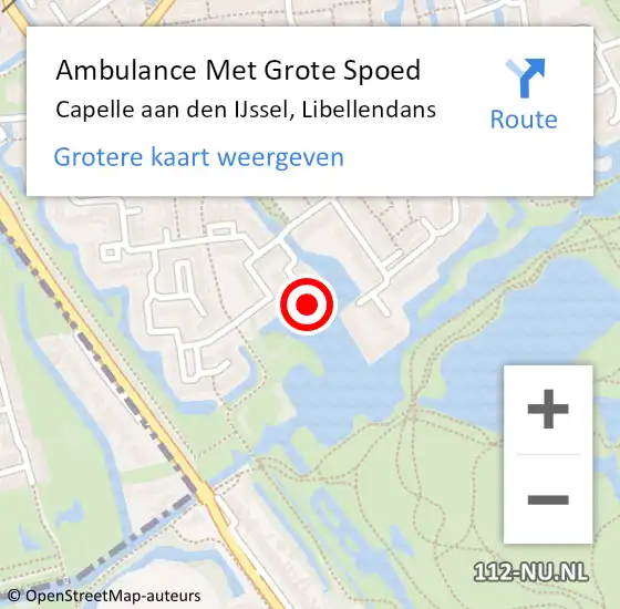 Locatie op kaart van de 112 melding: Ambulance Met Grote Spoed Naar Capelle aan den IJssel, Libellendans op 29 november 2023 18:56