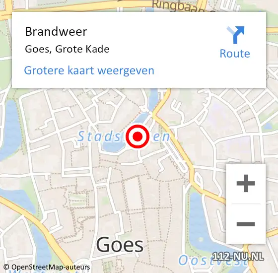 Locatie op kaart van de 112 melding: Brandweer Goes, Grote Kade op 29 november 2023 18:56