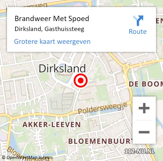 Locatie op kaart van de 112 melding: Brandweer Met Spoed Naar Dirksland, Gasthuissteeg op 29 november 2023 18:59