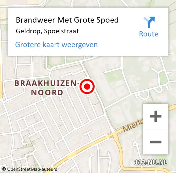 Locatie op kaart van de 112 melding: Brandweer Met Grote Spoed Naar Geldrop, Spoelstraat op 29 november 2023 19:02