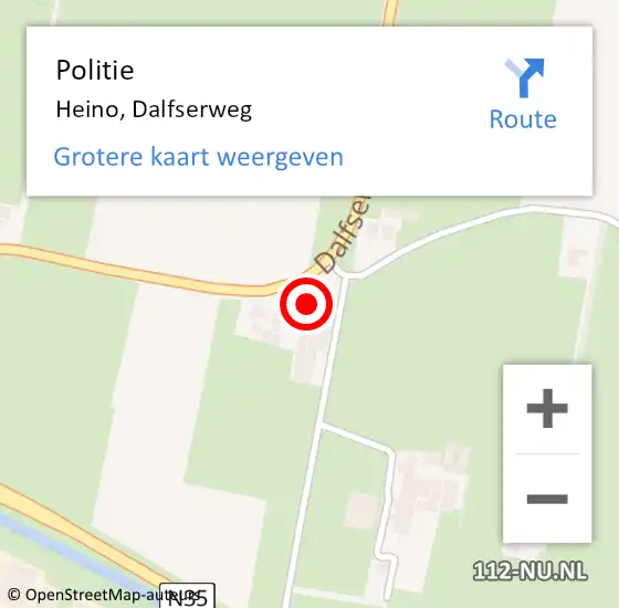 Locatie op kaart van de 112 melding: Politie Heino, Dalfserweg op 29 november 2023 19:06