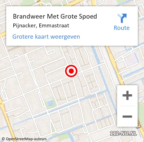 Locatie op kaart van de 112 melding: Brandweer Met Grote Spoed Naar Pijnacker, Emmastraat op 29 november 2023 19:15