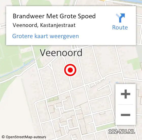 Locatie op kaart van de 112 melding: Brandweer Met Grote Spoed Naar Veenoord, Kastanjestraat op 29 november 2023 19:54