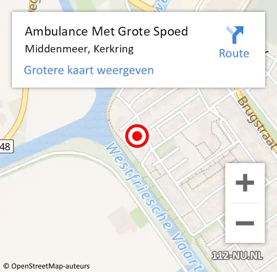 Locatie op kaart van de 112 melding: Ambulance Met Grote Spoed Naar Middenmeer, Kerkring op 29 november 2023 19:57
