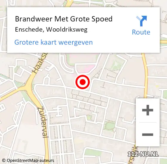 Locatie op kaart van de 112 melding: Brandweer Met Grote Spoed Naar Enschede, Wooldriksweg op 29 november 2023 20:05