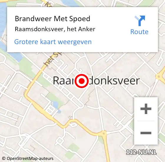 Locatie op kaart van de 112 melding: Brandweer Met Spoed Naar Raamsdonksveer, het Anker op 29 november 2023 20:12