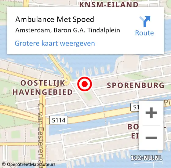 Locatie op kaart van de 112 melding: Ambulance Met Spoed Naar Amsterdam, Baron G.A. Tindalplein op 29 november 2023 20:31