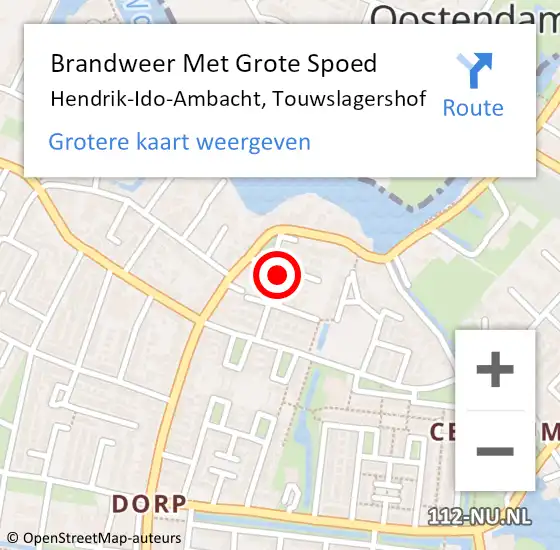 Locatie op kaart van de 112 melding: Brandweer Met Grote Spoed Naar Hendrik-Ido-Ambacht, Touwslagershof op 29 november 2023 20:42