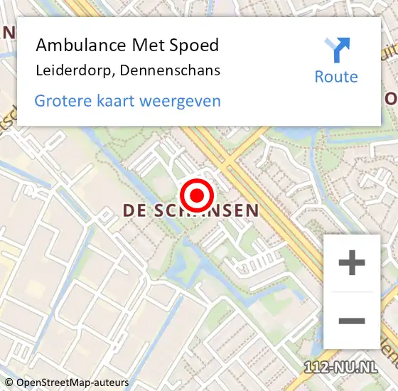 Locatie op kaart van de 112 melding: Ambulance Met Spoed Naar Leiderdorp, Dennenschans op 29 november 2023 20:58