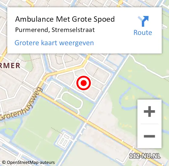 Locatie op kaart van de 112 melding: Ambulance Met Grote Spoed Naar Purmerend, Stremselstraat op 29 november 2023 21:45