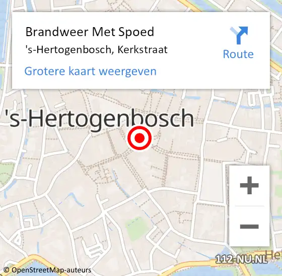 Locatie op kaart van de 112 melding: Brandweer Met Spoed Naar 's-Hertogenbosch, Kerkstraat op 29 november 2023 21:52