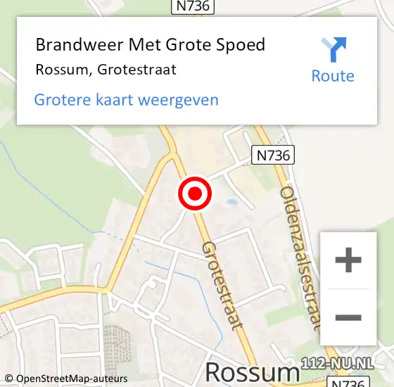 Locatie op kaart van de 112 melding: Brandweer Met Grote Spoed Naar Rossum, Grotestraat op 29 november 2023 22:01