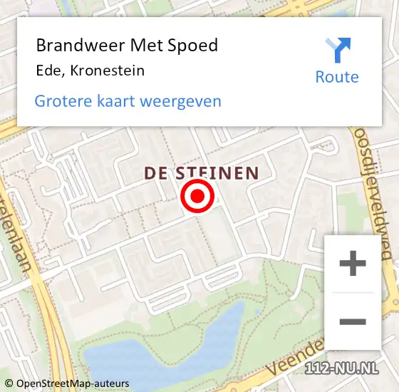 Locatie op kaart van de 112 melding: Brandweer Met Spoed Naar Ede, Kronestein op 29 november 2023 22:27