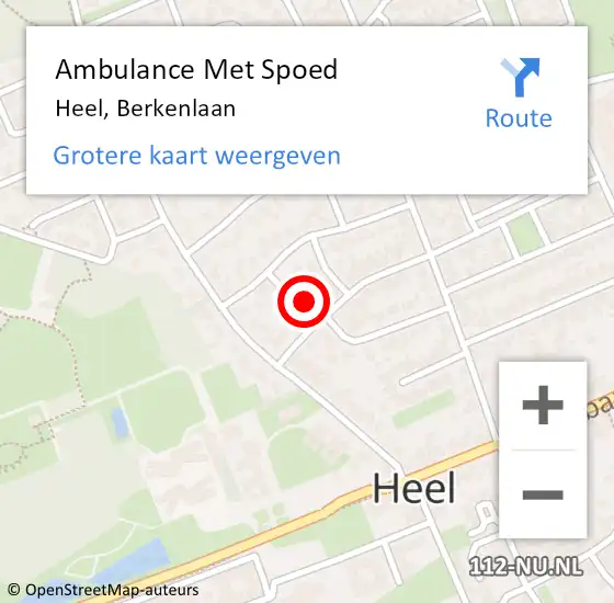 Locatie op kaart van de 112 melding: Ambulance Met Spoed Naar Heel, Berkenlaan op 29 november 2023 22:40