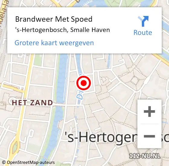 Locatie op kaart van de 112 melding: Brandweer Met Spoed Naar 's-Hertogenbosch, Smalle Haven op 29 november 2023 22:52