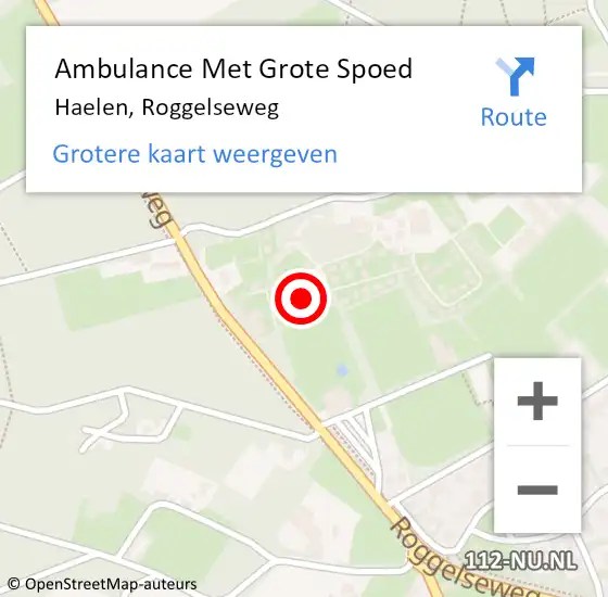 Locatie op kaart van de 112 melding: Ambulance Met Grote Spoed Naar Haelen, Roggelseweg op 29 november 2023 23:07