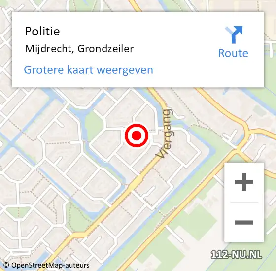 Locatie op kaart van de 112 melding: Politie Mijdrecht, Grondzeiler op 29 november 2023 23:32