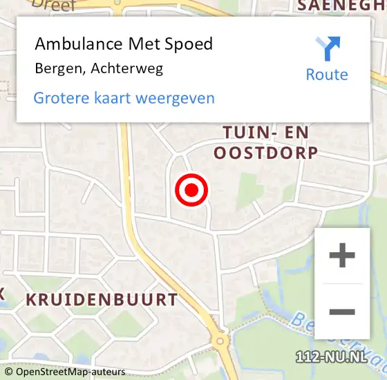 Locatie op kaart van de 112 melding: Ambulance Met Spoed Naar Bergen, Achterweg op 29 november 2023 23:34