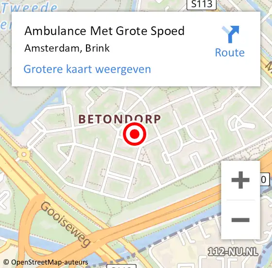 Locatie op kaart van de 112 melding: Ambulance Met Grote Spoed Naar Amsterdam, Brink op 29 november 2023 23:53