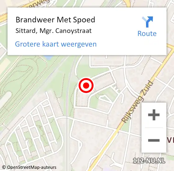 Locatie op kaart van de 112 melding: Brandweer Met Spoed Naar Sittard, Mgr. Canoystraat op 30 november 2023 00:39