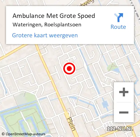 Locatie op kaart van de 112 melding: Ambulance Met Grote Spoed Naar Wateringen, Roelsplantsoen op 30 november 2023 00:40