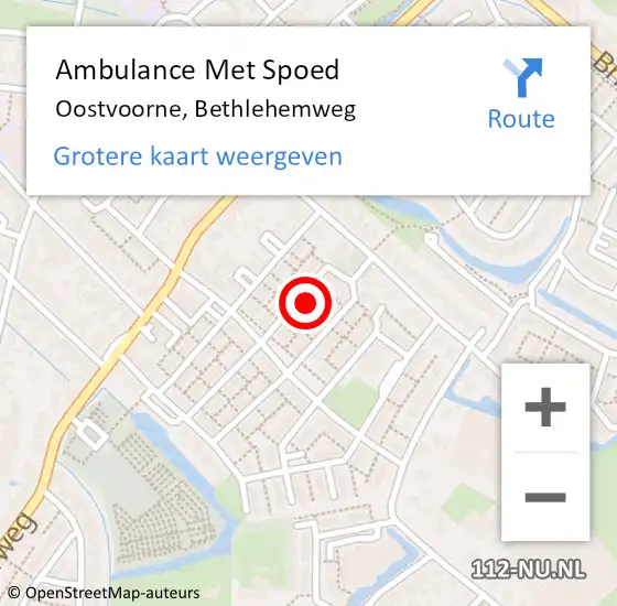 Locatie op kaart van de 112 melding: Ambulance Met Spoed Naar Oostvoorne, Bethlehemweg op 30 november 2023 02:50