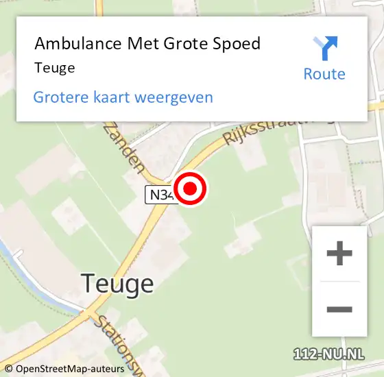 Locatie op kaart van de 112 melding: Ambulance Met Grote Spoed Naar Teuge op 30 november 2023 04:23