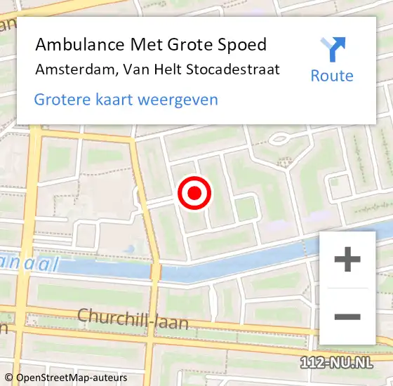 Locatie op kaart van de 112 melding: Ambulance Met Grote Spoed Naar Amsterdam, Van Helt Stocadestraat op 30 november 2023 05:57