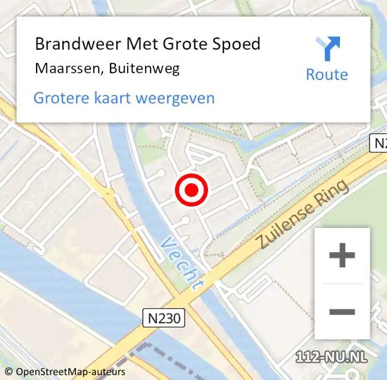 Locatie op kaart van de 112 melding: Brandweer Met Grote Spoed Naar Maarssen, Buitenweg op 30 november 2023 06:21