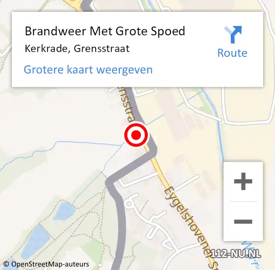 Locatie op kaart van de 112 melding: Brandweer Met Grote Spoed Naar Kerkrade, Grensstraat op 30 november 2023 06:33