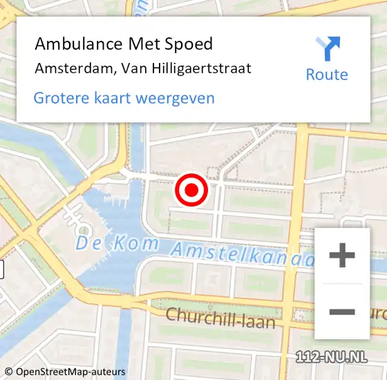 Locatie op kaart van de 112 melding: Ambulance Met Spoed Naar Amsterdam, Van Hilligaertstraat op 30 november 2023 07:06
