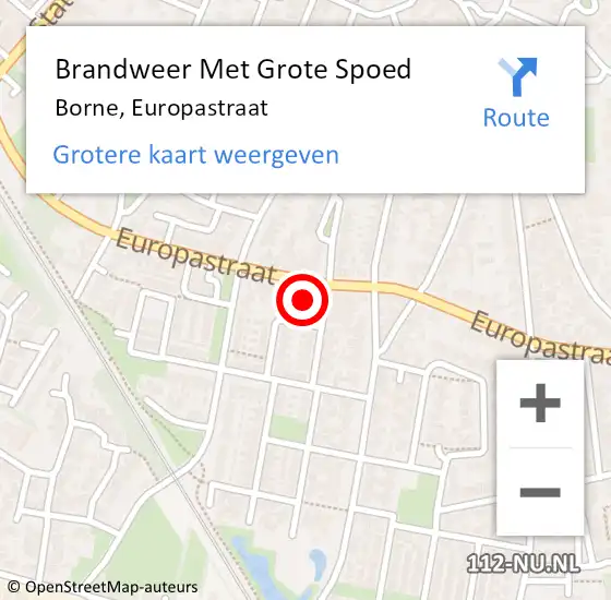 Locatie op kaart van de 112 melding: Brandweer Met Grote Spoed Naar Borne, Europastraat op 30 november 2023 07:12