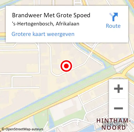 Locatie op kaart van de 112 melding: Brandweer Met Grote Spoed Naar 's-Hertogenbosch, Afrikalaan op 30 november 2023 07:37