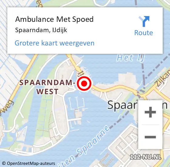 Locatie op kaart van de 112 melding: Ambulance Met Spoed Naar Spaarndam, IJdijk op 30 november 2023 07:41