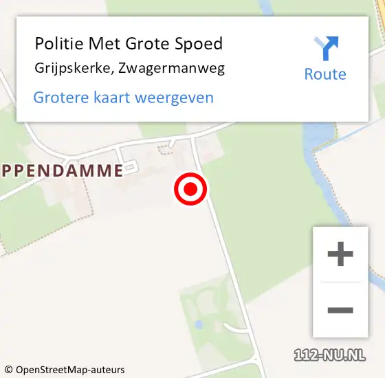 Locatie op kaart van de 112 melding: Politie Met Grote Spoed Naar Grijpskerke, Zwagermanweg op 30 november 2023 07:54