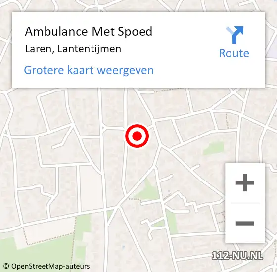 Locatie op kaart van de 112 melding: Ambulance Met Spoed Naar Laren, Lantentijmen op 16 september 2014 21:56