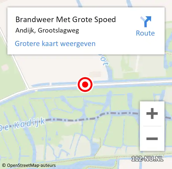 Locatie op kaart van de 112 melding: Brandweer Met Grote Spoed Naar Andijk, Grootslagweg op 16 september 2014 22:00