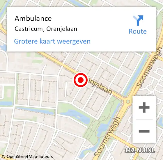 Locatie op kaart van de 112 melding: Ambulance Castricum, Oranjelaan op 30 november 2023 08:44