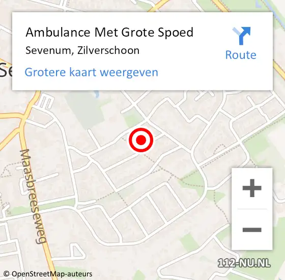 Locatie op kaart van de 112 melding: Ambulance Met Grote Spoed Naar Sevenum, Zilverschoon op 16 september 2014 22:09