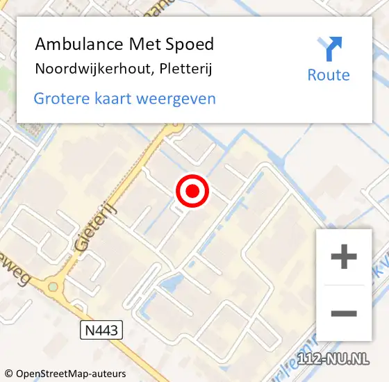 Locatie op kaart van de 112 melding: Ambulance Met Spoed Naar Noordwijkerhout, Pletterij op 30 november 2023 08:57