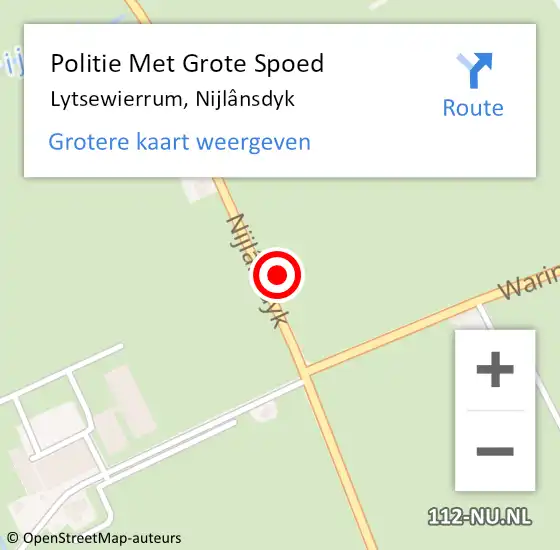 Locatie op kaart van de 112 melding: Politie Met Grote Spoed Naar Lytsewierrum, Nijlânsdyk op 30 november 2023 09:06