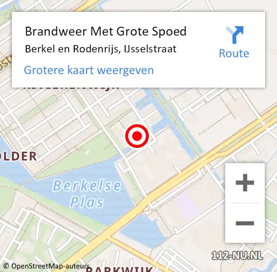 Locatie op kaart van de 112 melding: Brandweer Met Grote Spoed Naar Berkel en Rodenrijs, IJsselstraat op 30 november 2023 09:14